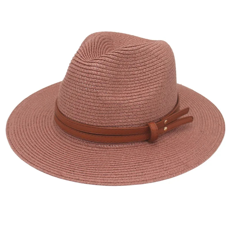 Grass Knitted Straw Panama Sun Hat Breathable Leisure Jazz Hat-Summer Hats-Arimonz-Arimonz