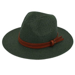 Grass Knitted Straw Panama Sun Hat Breathable Leisure Jazz Hat-Summer Hats-Arimonz-Dark green-Arimonz