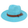 Grass Knitted Straw Panama Sun Hat Breathable Leisure Jazz Hat-Summer Hats-Arimonz-Lake Blue-Arimonz