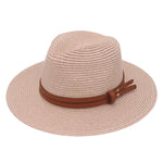 Grass Knitted Straw Panama Sun Hat Breathable Leisure Jazz Hat-Summer Hats-Arimonz-Meat pink-Arimonz