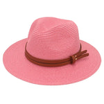 Grass Knitted Straw Panama Sun Hat Breathable Leisure Jazz Hat-Summer Hats-Arimonz-Watermelon Red-Arimonz