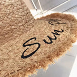 Hand Woven Raffia Embroidered Letter Sun Beach Hat Brim Straw Hat-Summer Hats-Arimonz-Arimonz