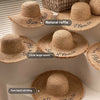 Hand Woven Raffia Embroidered Letter Sun Beach Hat Brim Straw Hat-Summer Hats-Arimonz-Arimonz