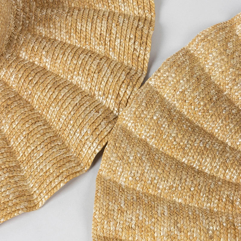 Handmade Straw Jazz Scallop Sun Summer Hat Big Brim Beach Straw Hat-Summer Hats-Arimonz-Arimonz