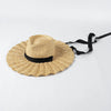 Handmade Straw Jazz Scallop Sun Summer Hat Big Brim Beach Straw Hat-Summer Hats-Arimonz-Black strap-M 56-58cm/22"-Arimonz