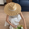 Handmade Straw Jazz Scallop Sun Summer Hat Big Brim Beach Straw Hat-Summer Hats-Arimonz-Arimonz