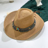 Handmade Straw Summer Sun Beach Hat Western Cowboy Style Hat-Summer Hats-Arimonz-Arimonz