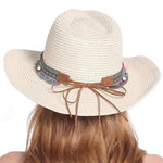 Handmade Straw Summer Sun Beach Hat Western Cowboy Style Hat-Summer Hats-Arimonz-Arimonz
