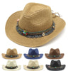 Handmade Straw Summer Sun Beach Hat Western Cowboy Style Hat-Summer Hats-Arimonz-Arimonz
