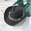 Handmade Straw Summer Sun Beach Hat Western Cowboy Style Hat-Summer Hats-Arimonz-Jazz black-55-58cm/21-22inches Free Size-Arimonz