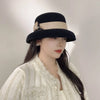Hepburn-Style Winter Wool Top Elegant Fisherman Hat with Pearl Ribbon-Hats-Arimonz-Arimonz