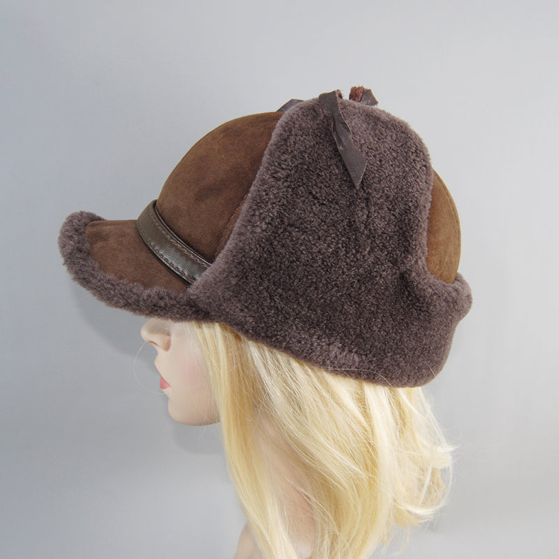 High Quality Real Fur Hat Lamb Wool Winter Bomber Hats Earflaps Cap-Winter Hats-Arimonz-Arimonz
