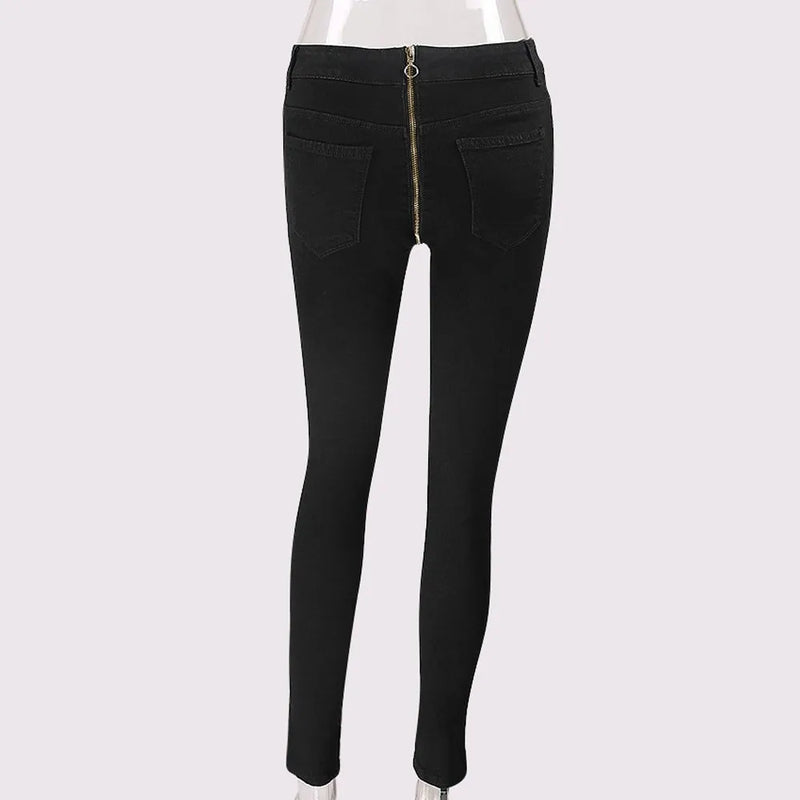High Waist Back Zipper Pencil Stretch Denim Skinny Jeans Pants-Skinny Jeans-Arimonz-Arimonz
