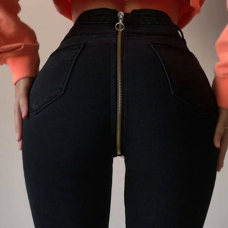 High Waist Back Zipper Pencil Stretch Denim Skinny Jeans Pants-Skinny Jeans-Arimonz-Arimonz