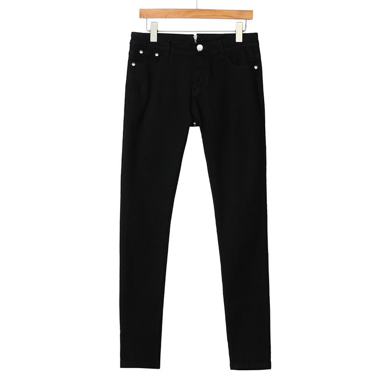 High Waist Back Zipper Pencil Stretch Denim Skinny Jeans Pants-Skinny Jeans-Arimonz-Black-S-Arimonz
