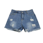 High-Waist Distressed Denim Shorts Old Broken Style Summer Short Jeans-Denim Shorts-Arimonz-Blue-S-Arimonz
