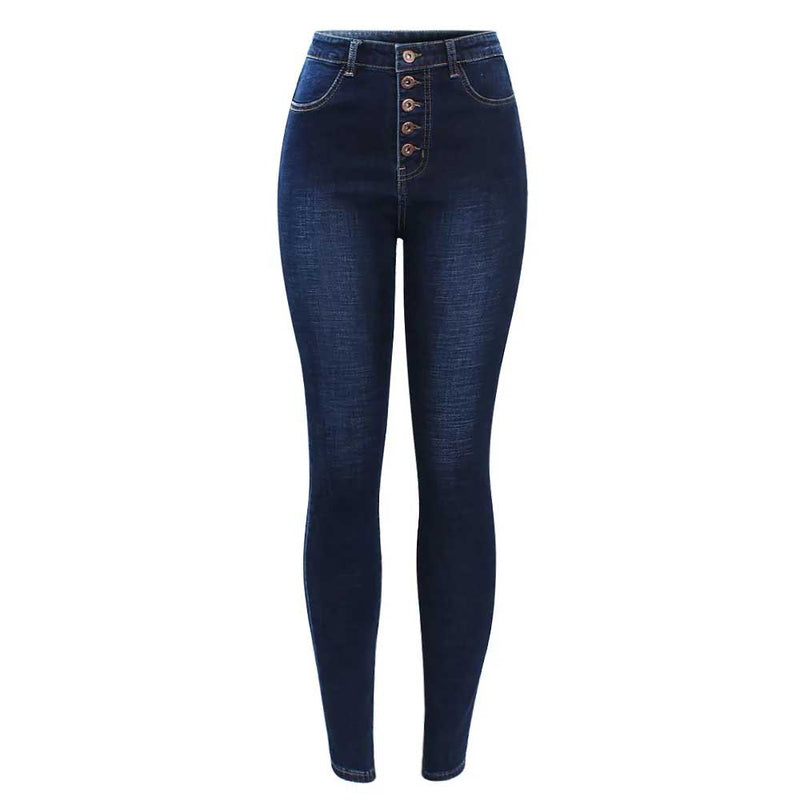 High Waist Jeans For Women Stretchy Button Fly Denim Skinny Pants-Home-Arimonz-dark blue-L-Arimonz
