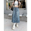 High Waist Jeans Skirt Straight Side Split A-line Pencil Skirt-Denim Skirts-Arimonz-Arimonz