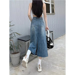 High Waist Jeans Skirt Straight Side Split A-line Pencil Skirt-Denim Skirts-Arimonz-Arimonz