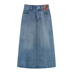 High Waist Jeans Skirt Straight Side Split A-line Pencil Skirt-Denim Skirts-Arimonz-Arimonz