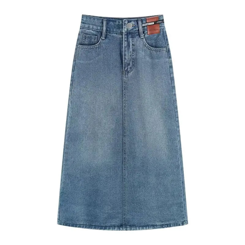 High Waist Jeans Skirt Straight Side Split A-line Pencil Skirt-Denim Skirts-Arimonz-Arimonz