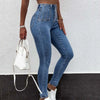 High-Waist Pearl Breasted Cargo Pants Skinny Jeans for Women-Skinny Jeans-Arimonz-Arimonz
