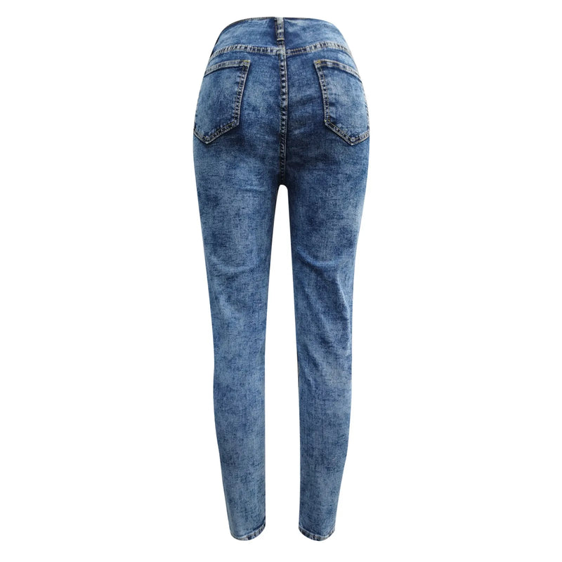 High-Waist Pearl Breasted Cargo Pants Skinny Jeans for Women-Skinny Jeans-Arimonz-Arimonz