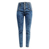 High-Waist Pearl Breasted Cargo Pants Skinny Jeans for Women-Skinny Jeans-Arimonz-Arimonz
