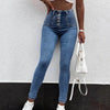 High-Waist Pearl Breasted Cargo Pants Skinny Jeans for Women-Skinny Jeans-Arimonz-Denim-S-Arimonz