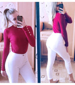 High Waist White Basic Stretch Skinny Denim Pants Trousers Jeans-Skinny Jeans-Arimonz-Arimonz
