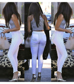 High Waist White Basic Stretch Skinny Denim Pants Trousers Jeans-Skinny Jeans-Arimonz-Arimonz