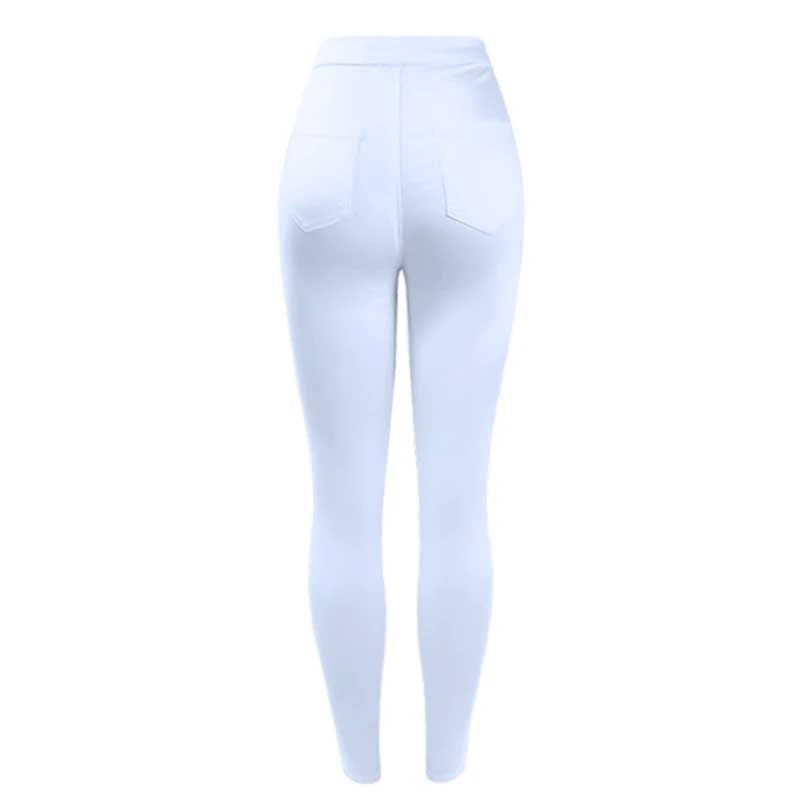 High Waist White Basic Stretch Skinny Denim Pants Trousers Jeans-Skinny Jeans-Arimonz-Arimonz