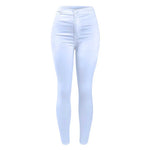 High Waist White Basic Stretch Skinny Denim Pants Trousers Jeans-Skinny Jeans-Arimonz-white-L-Arimonz