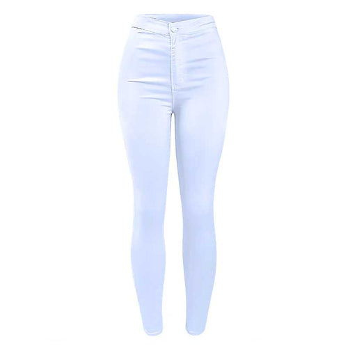 High Waist White Basic Stretch Skinny Denim Pants Trousers Jeans-Skinny Jeans-Arimonz-Arimonz