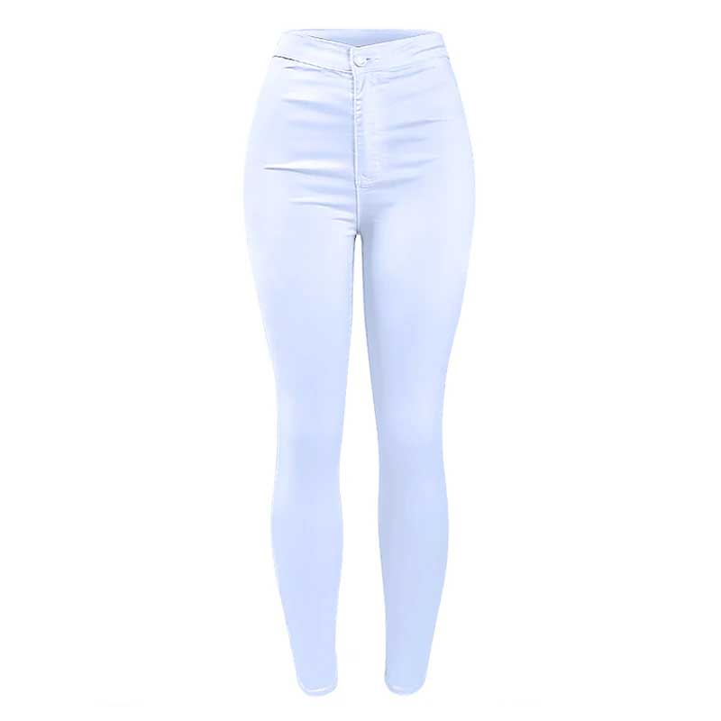 High Waist White Basic Stretch Skinny Denim Pants Trousers Jeans-Skinny Jeans-Arimonz-Arimonz
