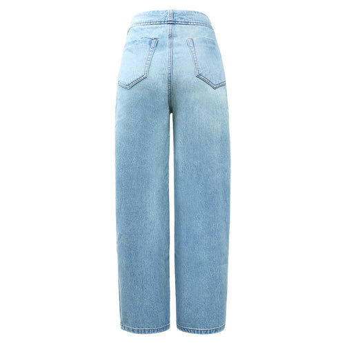 High Waist Wide Leg Jeans With Pockets Women Button Fly Denim Pants-Skinny Jeans-Arimonz-Arimonz