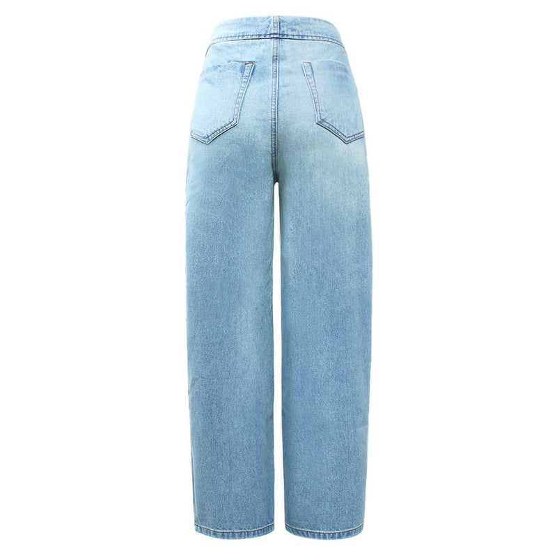 High Waist Wide Leg Jeans With Pockets Women Button Fly Denim Pants-Skinny Jeans-Arimonz-Arimonz