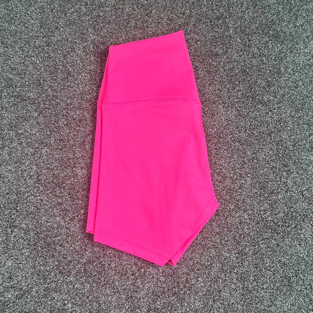 High Waist Yoga Shorts Fitness Running Cycling Quick Drying Shorts-Shorts-Arimonz-Pink lychee-10-Arimonz