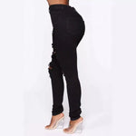 High-waisted Jeans Stretch Wash Ripped Breasted Denim Pencil Pants-Skinny Jeans-Arimonz-Arimonz