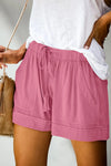 High Waisted Lace Up Loose Twill Wide Leg Casual Shorts for Women-Shorts-Arimonz-Arimonz