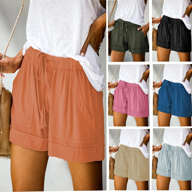 High Waisted Lace Up Loose Twill Wide Leg Casual Shorts for Women-Shorts-Arimonz-Arimonz