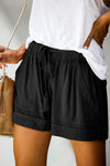 High Waisted Lace Up Loose Twill Wide Leg Casual Shorts for Women-Shorts-Arimonz-Arimonz