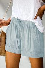 High Waisted Lace Up Loose Twill Wide Leg Casual Shorts for Women-Shorts-Arimonz-GRAY-S-Arimonz