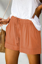 High Waisted Lace Up Loose Twill Wide Leg Casual Shorts for Women-Shorts-Arimonz-Orange-S-Arimonz