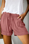 High Waisted Lace Up Loose Twill Wide Leg Casual Shorts for Women-Shorts-Arimonz-Pink-S-Arimonz