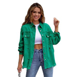Holes Raw-edges Denim Jacket Women Casual Top Outerwear Jacket-Jean Jackets-Arimonz-Arimonz