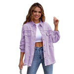 Holes Raw-edges Denim Jacket Women Casual Top Outerwear Jacket-Jean Jackets-Arimonz-Arimonz