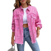 Holes Raw-edges Denim Jacket Women Casual Top Outerwear Jacket-Jean Jackets-Arimonz-Arimonz