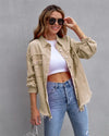 Holes Raw-edges Denim Jacket Women Casual Top Outerwear Jacket-Jean Jackets-Arimonz-Khaki-S-Arimonz