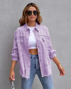 Holes Raw-edges Denim Jacket Women Casual Top Outerwear Jacket-Jean Jackets-Arimonz-Purple-S-Arimonz